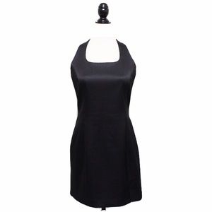 Express Black Halter Sleeveless Dress Medium Slit Shine EUC
